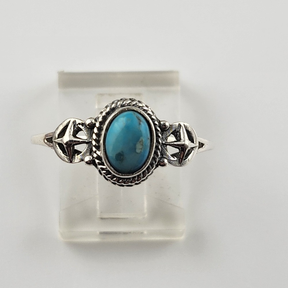 Sterling Silver 925 Kingman Turquoise Ring Size 10.5